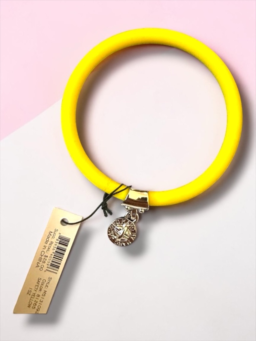 Marc by Marc Jacobs Yellow Bangle Bracelet with Logo Charm NWT